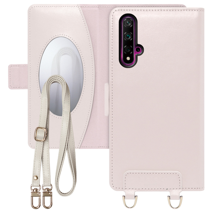 [ LOOF SWEET MIRROR Series ] HUAWEI nova 5T nova5t スマホケース  ショルダー付き手帳型スマホケース ミラー付き カードポケット 本革 [ HUAWEI nova 5T ]