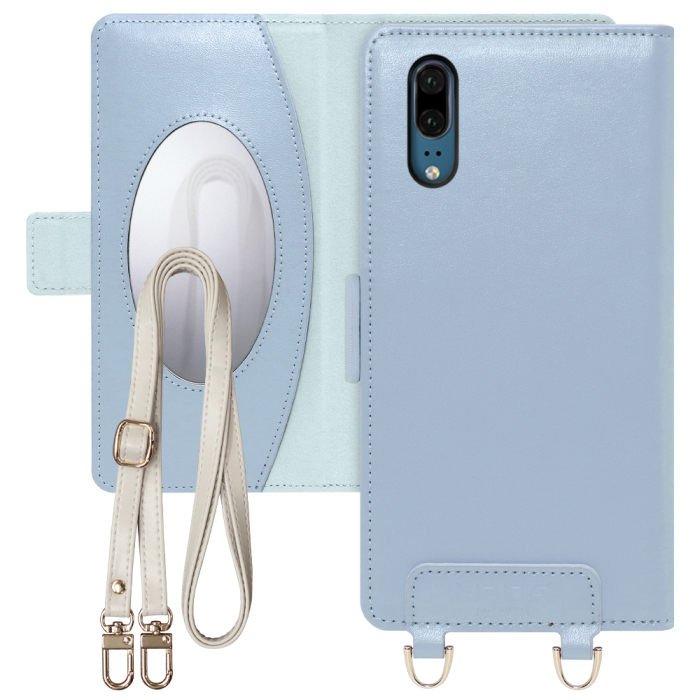 [ LOOF SWEET MIRROR Series ] HUAWEI P20  スマホケース  ショルダー付き手帳型スマホケース ミラー付き カードポケット 本革 [ HUAWEI P20 ]
