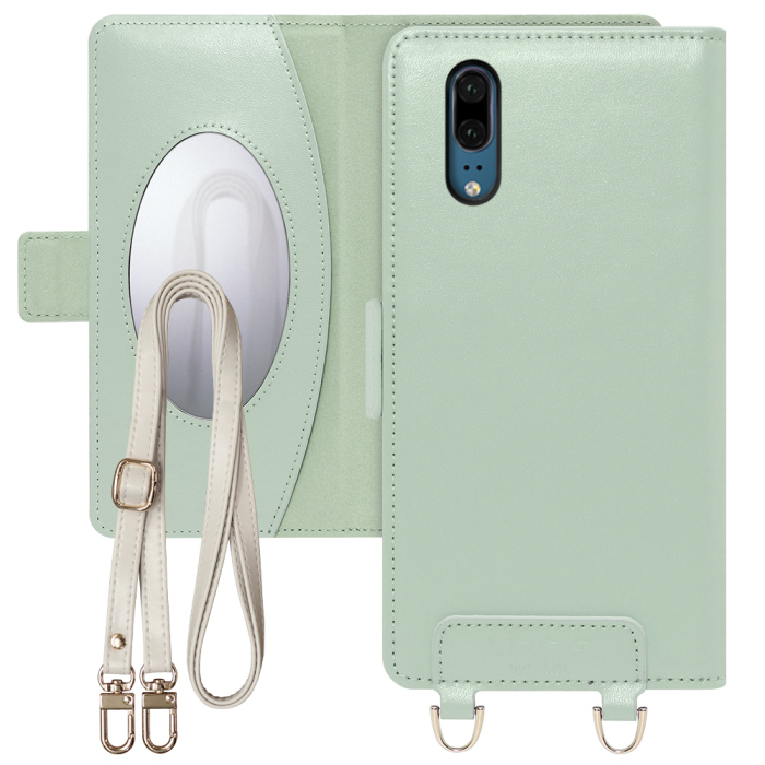 [ LOOF SWEET MIRROR Series ] HUAWEI P20  スマホケース  ショルダー付き手帳型スマホケース ミラー付き カードポケット 本革 [ HUAWEI P20 ]