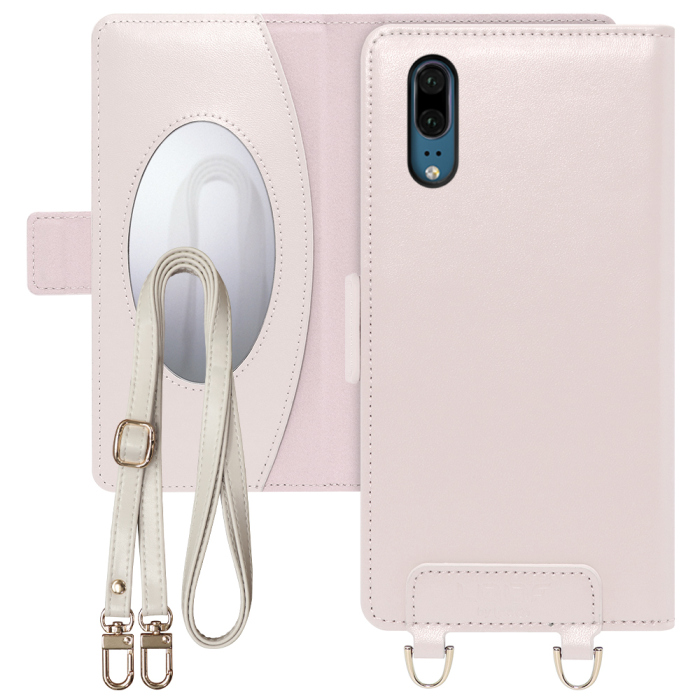 [ LOOF SWEET MIRROR Series ] HUAWEI P20  スマホケース  ショルダー付き手帳型スマホケース ミラー付き カードポケット 本革 [ HUAWEI P20 ]