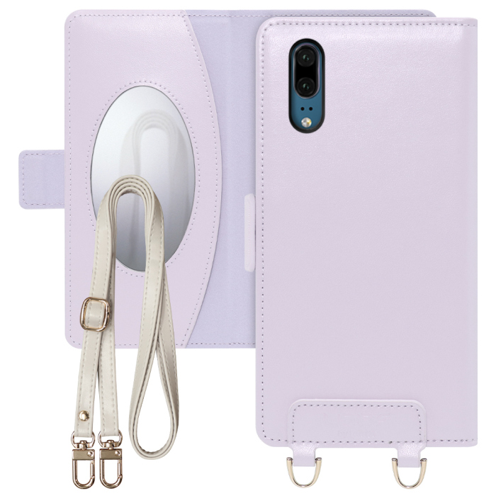 [ LOOF SWEET MIRROR Series ] HUAWEI P20  スマホケース  ショルダー付き手帳型スマホケース ミラー付き カードポケット 本革 [ HUAWEI P20 ]