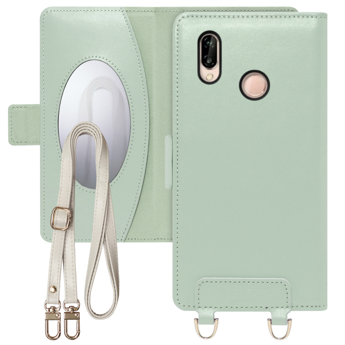 [ LOOF SWEET MIRROR Series ] HUAWEI P20 lite p20lite スマホケース  ショルダー付き手帳型スマホケース ミラー付き カードポケット 本革 [ HUAWEI P20 lite ]