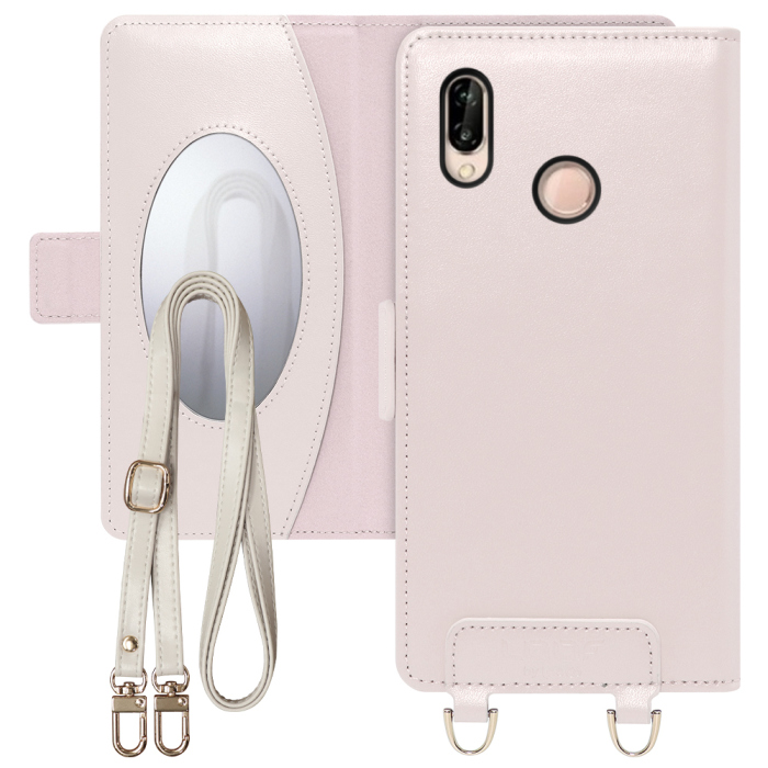 [ LOOF SWEET MIRROR Series ] HUAWEI P20 lite p20lite スマホケース  ショルダー付き手帳型スマホケース ミラー付き カードポケット 本革 [ HUAWEI P20 lite ]