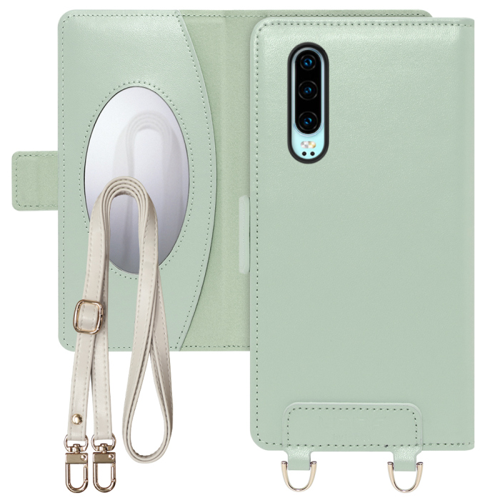 [ LOOF SWEET MIRROR Series ] HUAWEI P30  スマホケース  ショルダー付き手帳型スマホケース ミラー付き カードポケット 本革 [ HUAWEI P30 ]