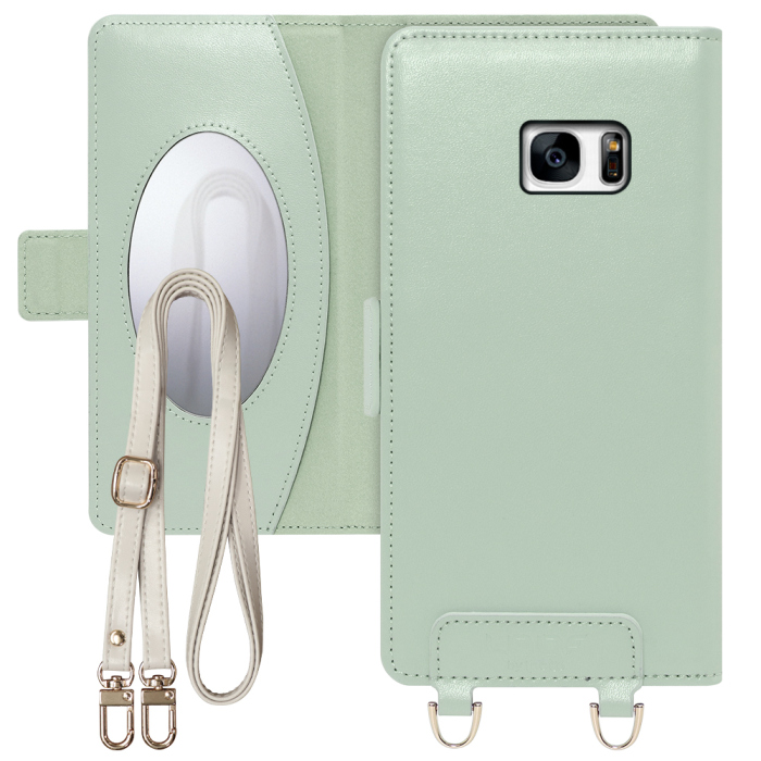 [ LOOF SWEET MIRROR Series ] Galaxy S7 edge SC-02H / SCV33 s7edge s7エッジ スマホケース  ショルダー付き手帳型スマホケース ミラー付き カードポケット 本革 [ Galaxy S7 edge ]