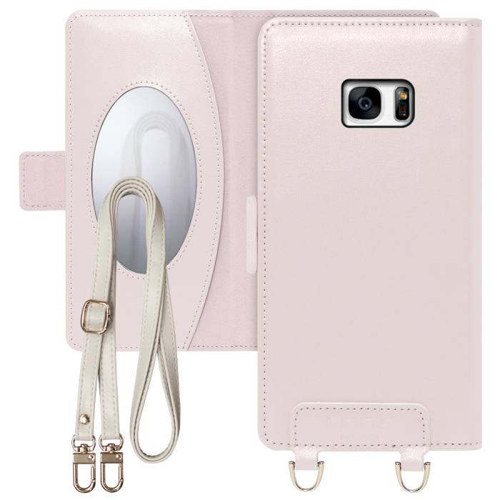 [ LOOF SWEET MIRROR Series ] Galaxy S7 edge SC-02H / SCV33 s7edge s7エッジ スマホケース  ショルダー付き手帳型スマホケース ミラー付き カードポケット 本革 [ Galaxy S7 edge ]