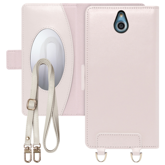 [ LOOF SWEET MIRROR Series ] KYOCERA かんたんスマホ 705KC   スマホケース  ショルダー付き手帳型スマホケース ミラー付き カードポケット 本革 [ かんたんスマホ / 705KC  ]