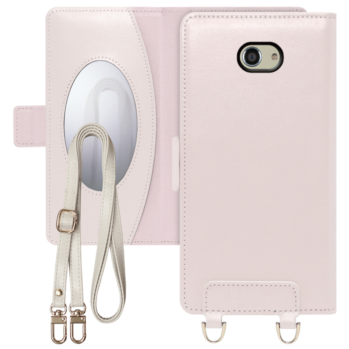 [ LOOF SWEET MIRROR Series ] KYOCERA BASIO4 / かんたんスマホ2+ / かんたんスマホ2  ベイシオ4 かんたんスマホ2+ スマホケース  ショルダー付き手帳型スマホケース ミラー付き カードポケット 本革 [ BASIO4 / かんたんスマホ2(+) ]