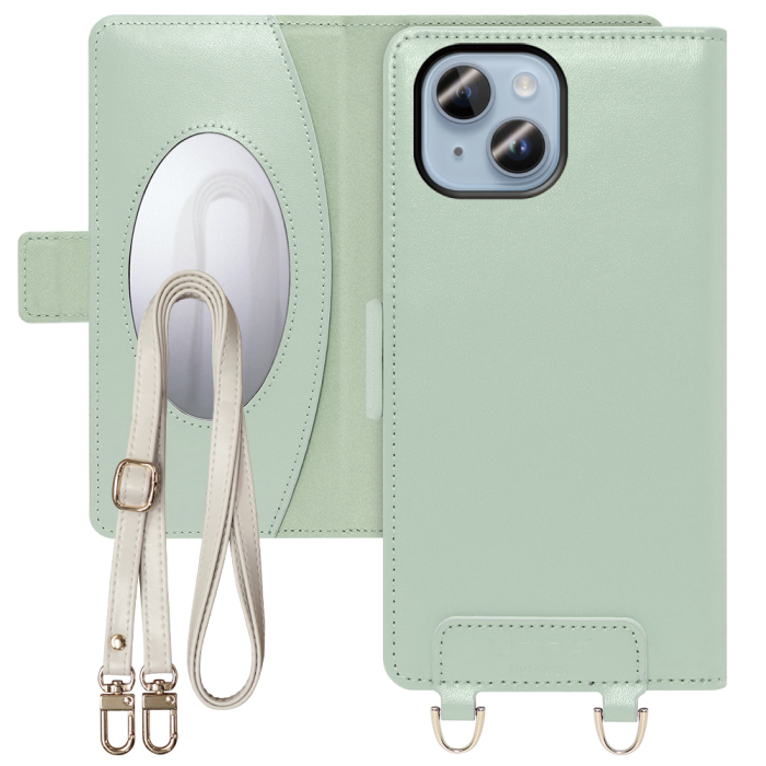 [ LOOF SWEET MIRROR Series ] iPhone 14 iphone14 スマホケース  ショルダー付き手帳型スマホケース ミラー付き カードポケット 本革 [ iPhone 14 ]