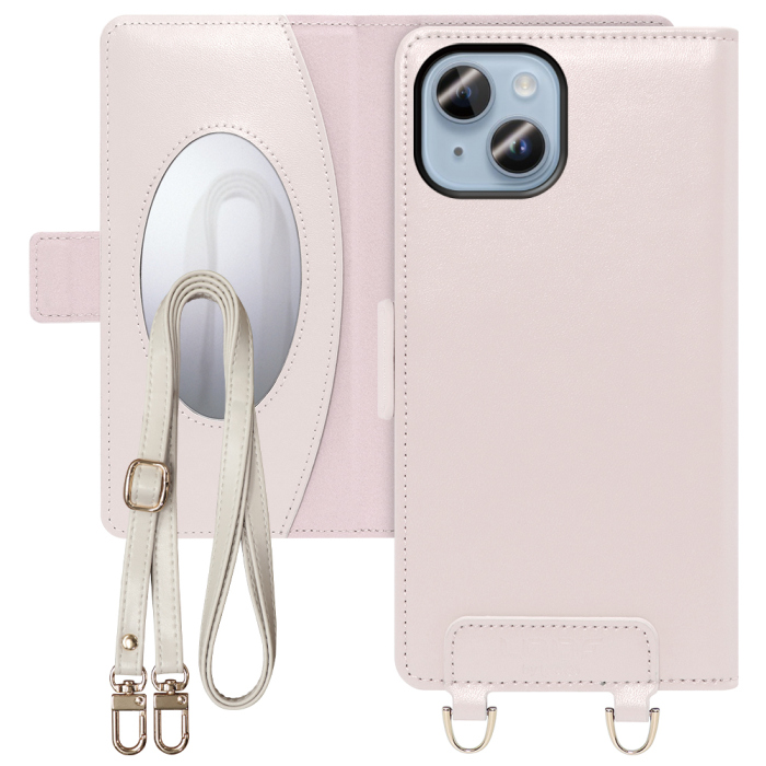 [ LOOF SWEET MIRROR Series ] iPhone 14 iphone14 スマホケース  ショルダー付き手帳型スマホケース ミラー付き カードポケット 本革 [ iPhone 14 ]