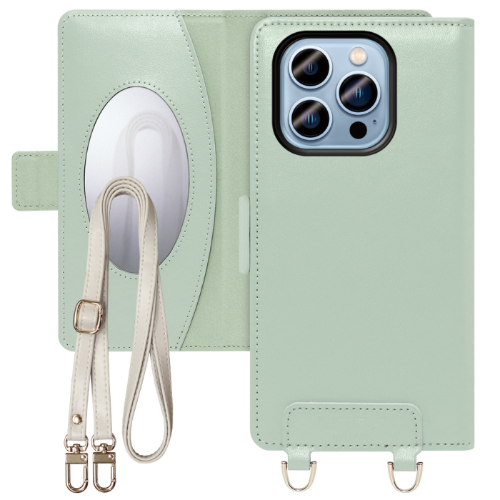 [ LOOF SWEET MIRROR Series ] iPhone 14 Pro iphone14pro 14pro プロ スマホケース  ショルダー付き手帳型スマホケース ミラー付き カードポケット 本革 [ iPhone 14 Pro ]