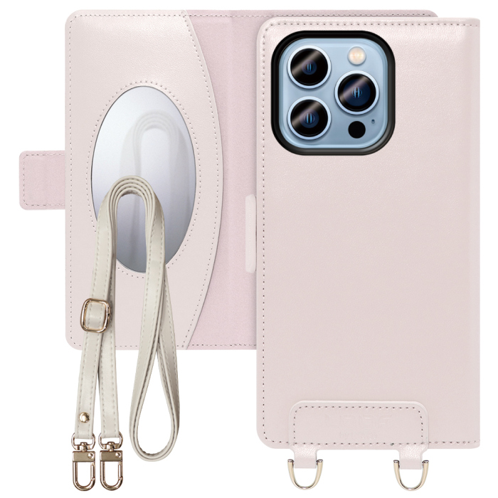 [ LOOF SWEET MIRROR Series ] iPhone 14 Pro iphone14pro 14pro プロ スマホケース  ショルダー付き手帳型スマホケース ミラー付き カードポケット 本革 [ iPhone 14 Pro ]