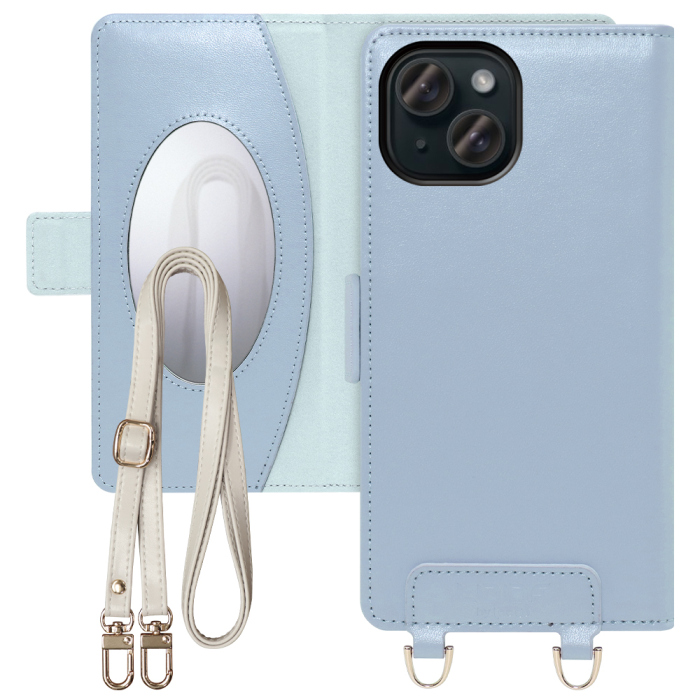[ LOOF SWEET MIRROR Series ] iPhone 15 iPhone15 アイフォン15 iPhone 15 アイフォン 15 スマホケース  ショルダー付き手帳型スマホケース ミラー付き カードポケット 本革 [ iPhone 15 ]