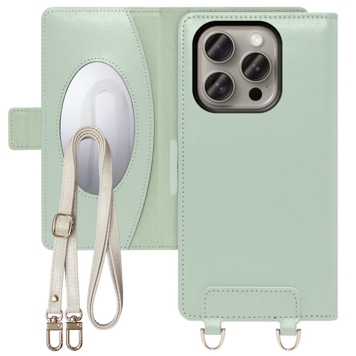 [ LOOF SWEET MIRROR Series ] iPhone 15 Pro iPhone15 Pro アイフォン15 プロ iPhone 15 Pro 15Pro アイフォン 15 スマホケース  ショルダー付き手帳型スマホケース ミラー付き カードポケット 本革 [ iPhone 15 Pro ]