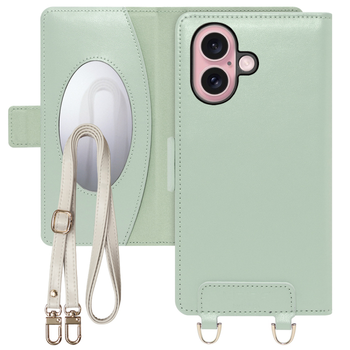 [ LOOF SWEET MIRROR Series ] iPhone 16 iPhone16 アイフォン16 iPhone 16 アイフォン 16 スマホケース  ショルダー付き手帳型スマホケース ミラー付き カードポケット 本革 [ iPhone 16 ]