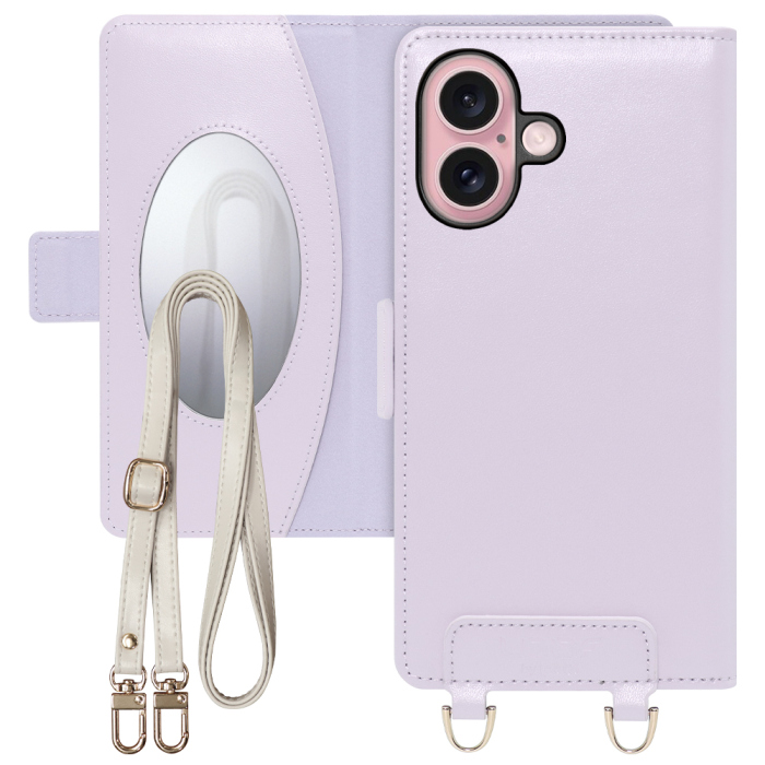 [ LOOF SWEET MIRROR Series ] iPhone 16 iPhone16 アイフォン16 iPhone 16 アイフォン 16 スマホケース  ショルダー付き手帳型スマホケース ミラー付き カードポケット 本革 [ iPhone 16 ]
