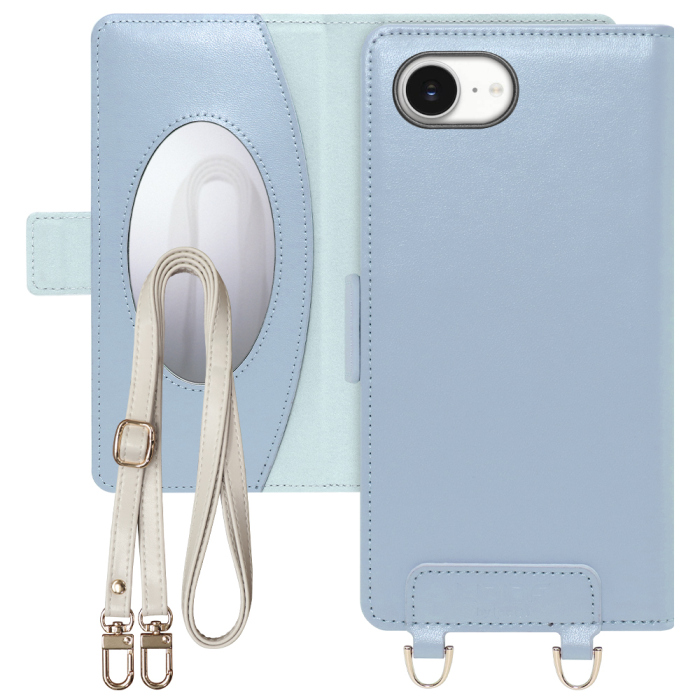 [ LOOF SWEET MIRROR Series ] iPhone 16e  スマホケース  ショルダー付き手帳型スマホケース ミラー付き カードポケット 本革 [ iPhone 16e ]