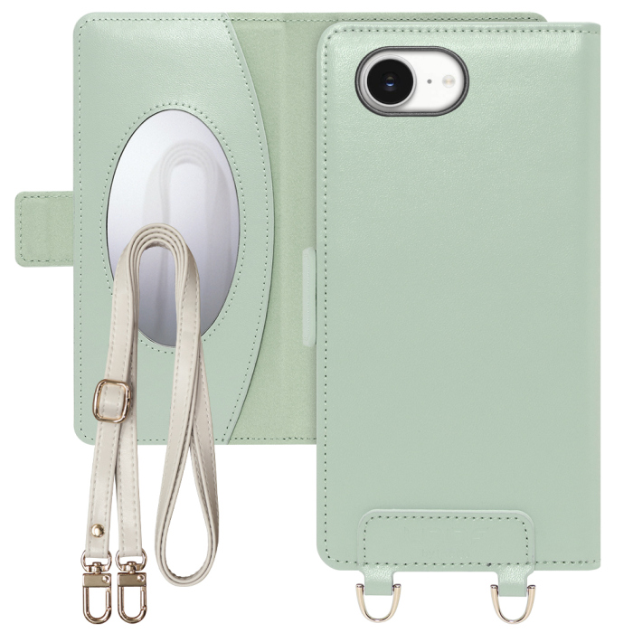 [ LOOF SWEET MIRROR Series ] iPhone 16e  スマホケース  ショルダー付き手帳型スマホケース ミラー付き カードポケット 本革 [ iPhone 16e ]