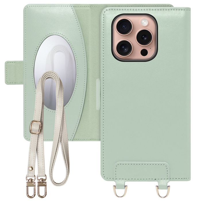 [ LOOF SWEET MIRROR Series ] iPhone 16 Pro iPhone16 Pro アイフォン16 プロ スマホケース  ショルダー付き手帳型スマホケース ミラー付き カードポケット 本革 [ iPhone 16 Pro ]