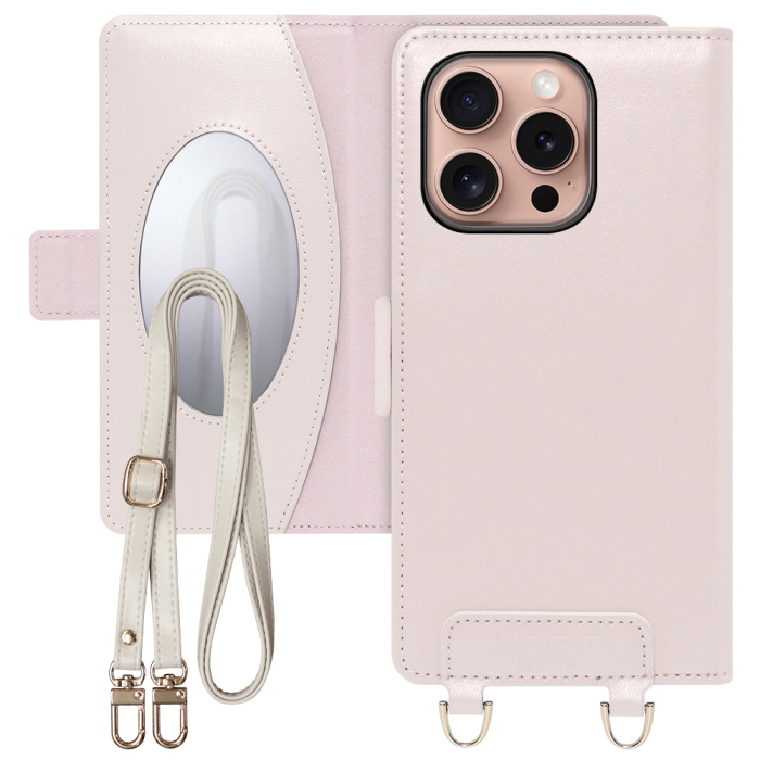[ LOOF SWEET MIRROR Series ] iPhone 16 Pro iPhone16 Pro アイフォン16 プロ スマホケース  ショルダー付き手帳型スマホケース ミラー付き カードポケット 本革 [ iPhone 16 Pro ]