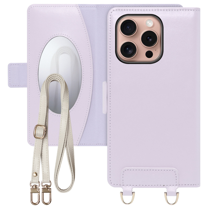 [ LOOF SWEET MIRROR Series ] iPhone 16 Pro iPhone16 Pro アイフォン16 プロ スマホケース  ショルダー付き手帳型スマホケース ミラー付き カードポケット 本革 [ iPhone 16 Pro ]