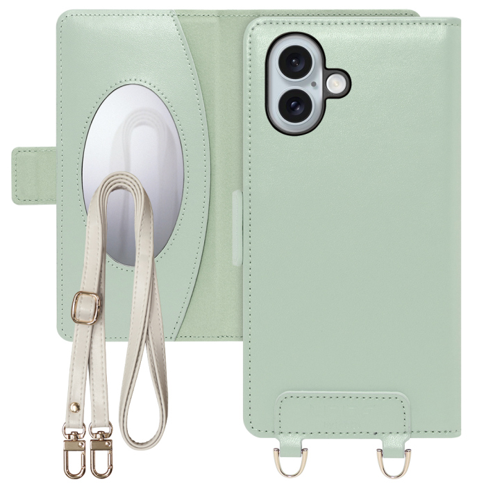 [ LOOF SWEET MIRROR Series ] iPhone 16 Plus iPhone16 Plus アイフォン16 プラス  スマホケース  ショルダー付き手帳型スマホケース ミラー付き カードポケット 本革 [ iPhone 16 Plus ]