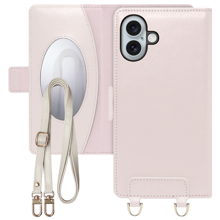 [ LOOF SWEET MIRROR Series ] iPhone 16 Plus iPhone16 Plus アイフォン16 プラス  スマホケース  ショルダー付き手帳型スマホケース ミラー付き カードポケット 本革 [ iPhone 16 Plus ]