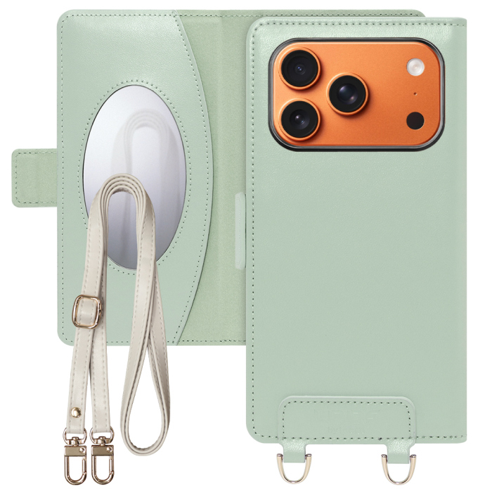 [ LOOF SWEET MIRROR Series ] iPhone 17 Pro iPhone17 Pro アイフォン17 プロ スマホケース  ショルダー付き手帳型スマホケース ミラー付き カードポケット 本革 [ iPhone 17 Pro 用 ]