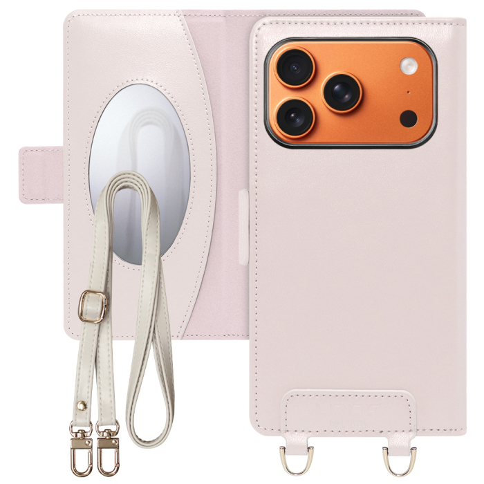 [ LOOF SWEET MIRROR Series ] iPhone 17 Pro iPhone17 Pro アイフォン17 プロ スマホケース  ショルダー付き手帳型スマホケース ミラー付き カードポケット 本革 [ iPhone 17 Pro 用 ]