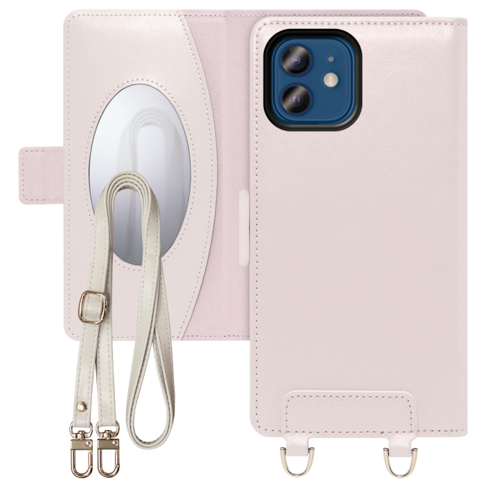 [ LOOF SWEET MIRROR Series ] iPhone 12 / 12 Pro iphone12 iphone12pro 12pro 12プロ スマホケース  ショルダー付き手帳型スマホケース ミラー付き カードポケット 本革 [ iPhone 12 / 12 Pro ]