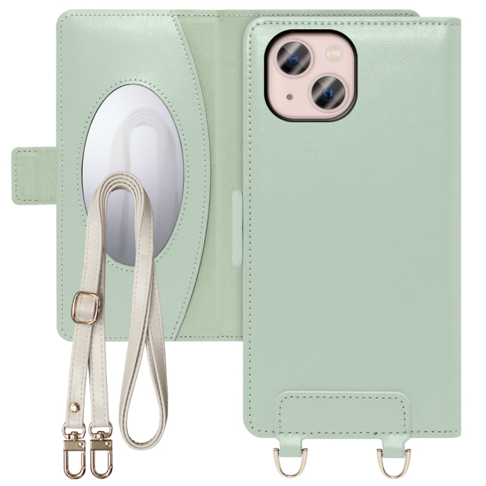 [ LOOF SWEET MIRROR Series ] iPhone 13 iphone13 スマホケース  ショルダー付き手帳型スマホケース ミラー付き カードポケット 本革 [ iPhone 13 ]