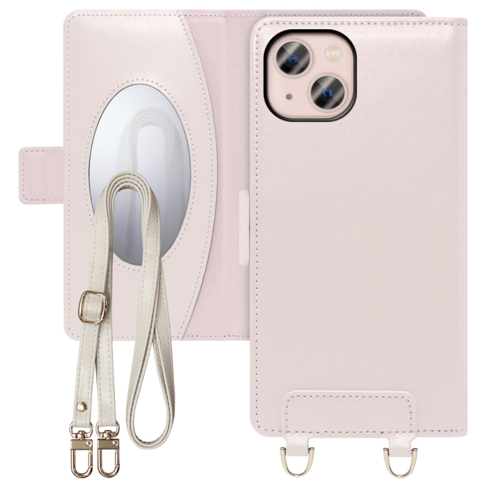 [ LOOF SWEET MIRROR Series ] iPhone 13 iphone13 スマホケース  ショルダー付き手帳型スマホケース ミラー付き カードポケット 本革 [ iPhone 13 ]