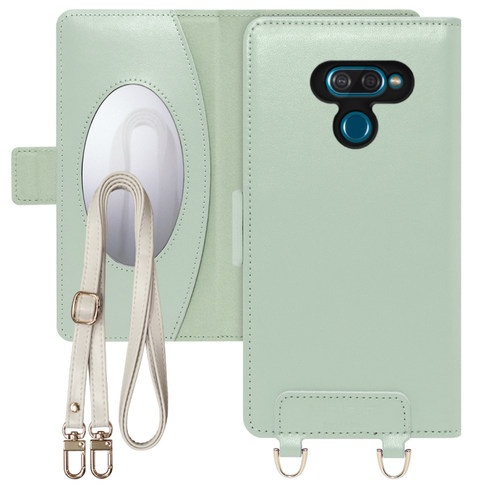 [ LOOF SWEET MIRROR Series ] LG K50  スマホケース  ショルダー付き手帳型スマホケース ミラー付き カードポケット 本革 [ LG K50 ]