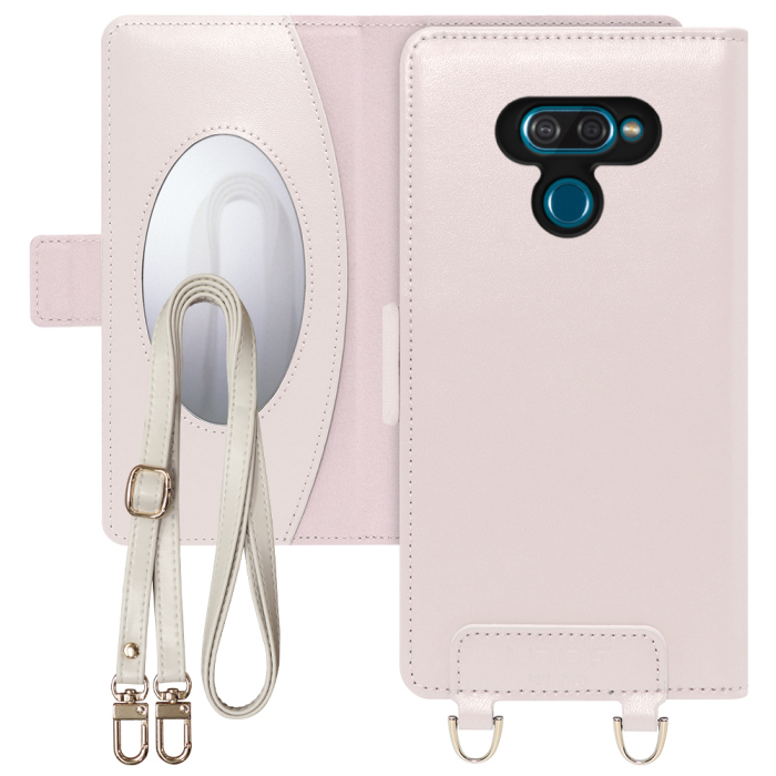 [ LOOF SWEET MIRROR Series ] LG K50  スマホケース  ショルダー付き手帳型スマホケース ミラー付き カードポケット 本革 [ LG K50 ]