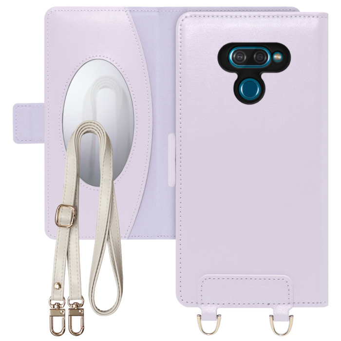 [ LOOF SWEET MIRROR Series ] LG K50  スマホケース  ショルダー付き手帳型スマホケース ミラー付き カードポケット 本革 [ LG K50 ]
