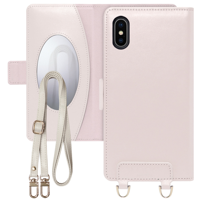 [ LOOF SWEET MIRROR Series ] iPhone X / XS iPhonex iPhonexs スマホケース  ショルダー付き手帳型スマホケース ミラー付き カードポケット 本革 [ iPhone X / XS ]