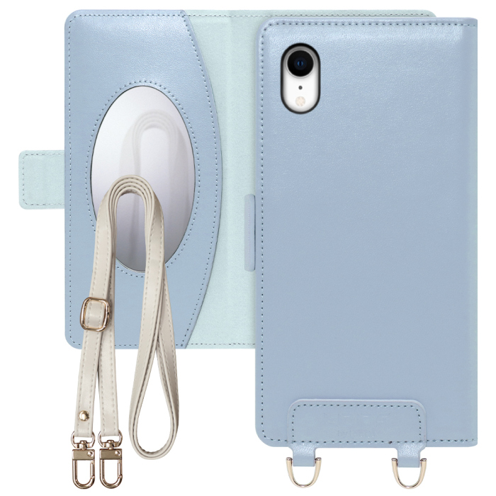 [ LOOF SWEET MIRROR Series ] iPhone XR iPhonexr スマホケース  ショルダー付き手帳型スマホケース ミラー付き カードポケット 本革 [ iPhone XR ]