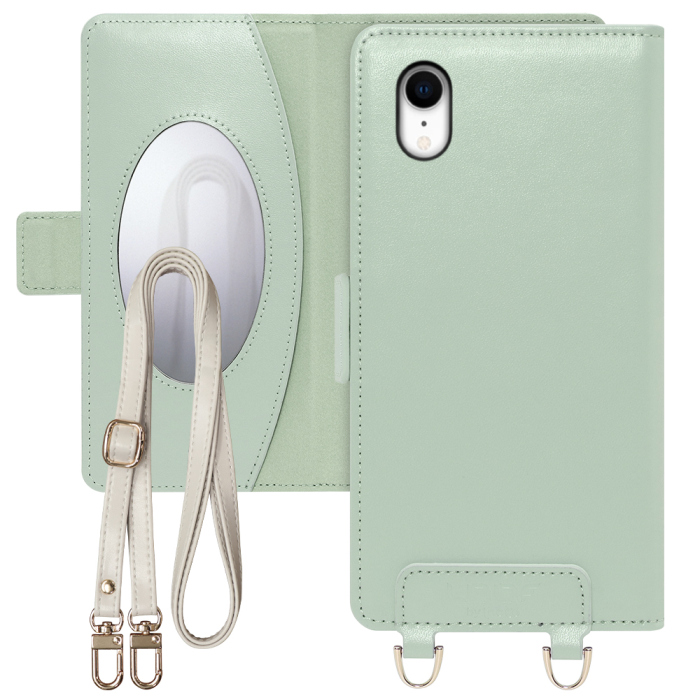 [ LOOF SWEET MIRROR Series ] iPhone XR iPhonexr スマホケース  ショルダー付き手帳型スマホケース ミラー付き カードポケット 本革 [ iPhone XR ]