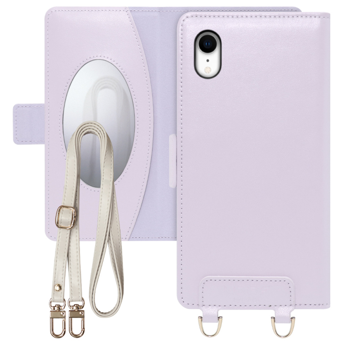[ LOOF SWEET MIRROR Series ] iPhone XR iPhonexr スマホケース  ショルダー付き手帳型スマホケース ミラー付き カードポケット 本革 [ iPhone XR ]