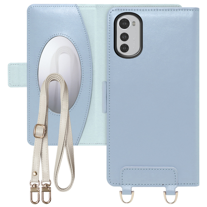 [ LOOF SWEET MIRROR Series ] moto e32s motoe32s スマホケース  ショルダー付き手帳型スマホケース ミラー付き カードポケット 本革 [ moto e32s ]