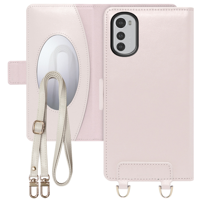 [ LOOF SWEET MIRROR Series ] moto e32s motoe32s スマホケース  ショルダー付き手帳型スマホケース ミラー付き カードポケット 本革 [ moto e32s ]