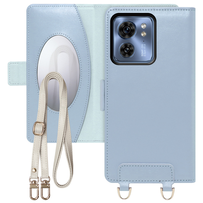 [ LOOF SWEET MIRROR Series ] motorola edge 40  スマホケース  ショルダー付き手帳型スマホケース ミラー付き カードポケット 本革 [ motorola edge 40 ]