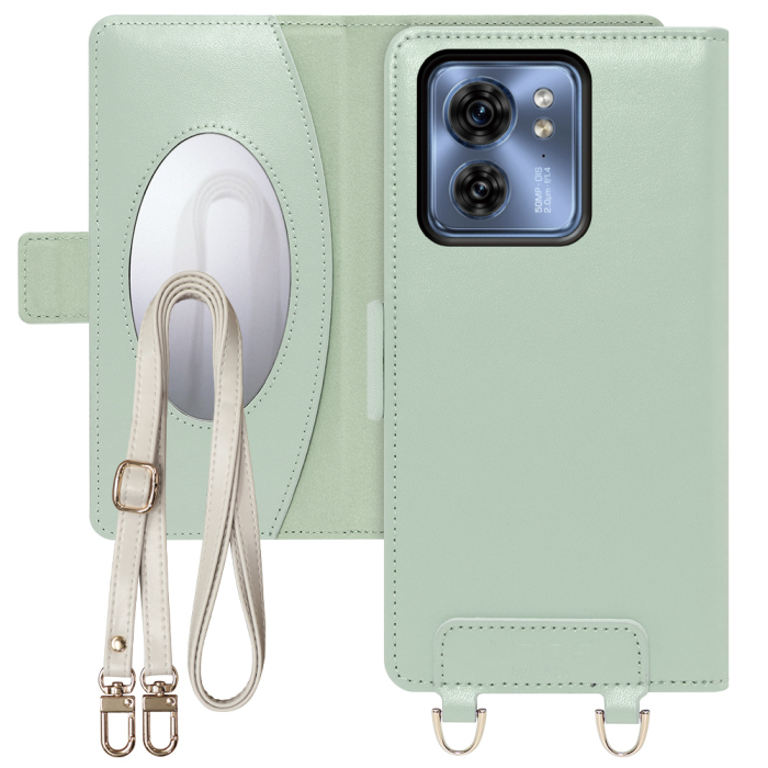 [ LOOF SWEET MIRROR Series ] motorola edge 40  スマホケース  ショルダー付き手帳型スマホケース ミラー付き カードポケット 本革 [ motorola edge 40 ]