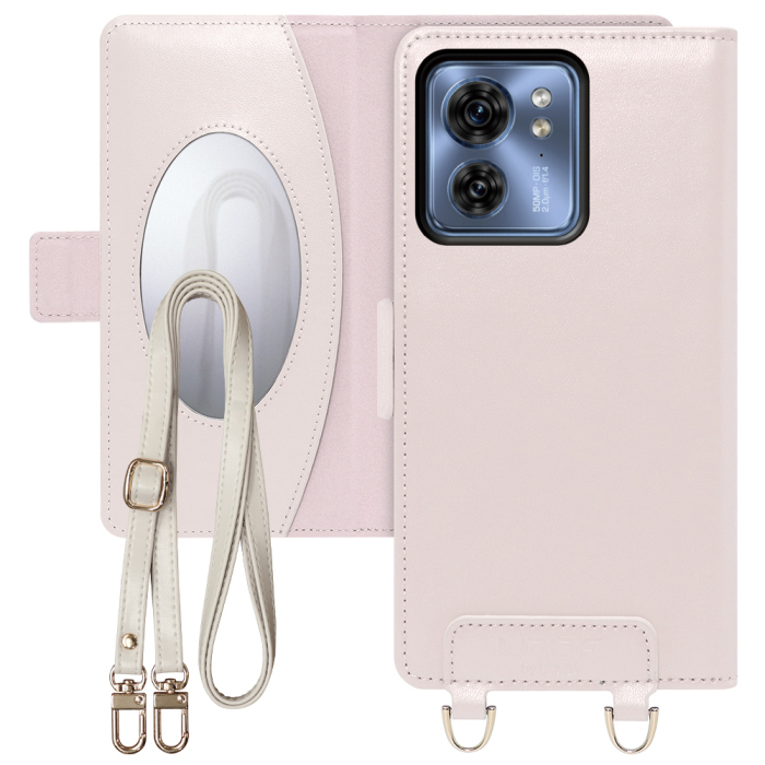 [ LOOF SWEET MIRROR Series ] motorola edge 40  スマホケース  ショルダー付き手帳型スマホケース ミラー付き カードポケット 本革 [ motorola edge 40 ]