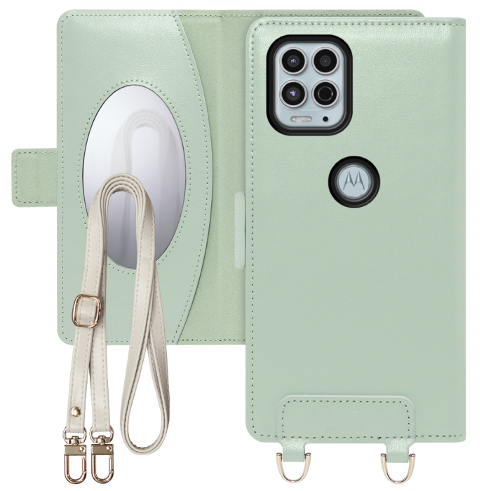 [ LOOF SWEET MIRROR Series ] moto g100 motog100 スマホケース  ショルダー付き手帳型スマホケース ミラー付き カードポケット 本革 [ moto g100 ]