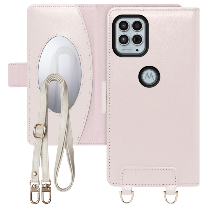 [ LOOF SWEET MIRROR Series ] moto g100 motog100 スマホケース  ショルダー付き手帳型スマホケース ミラー付き カードポケット 本革 [ moto g100 ]