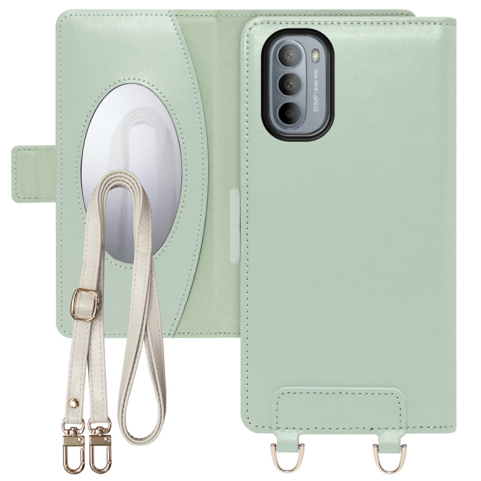 [ LOOF SWEET MIRROR Series ] moto g31 motog31 スマホケース  ショルダー付き手帳型スマホケース ミラー付き カードポケット 本革 [ moto g31 ]