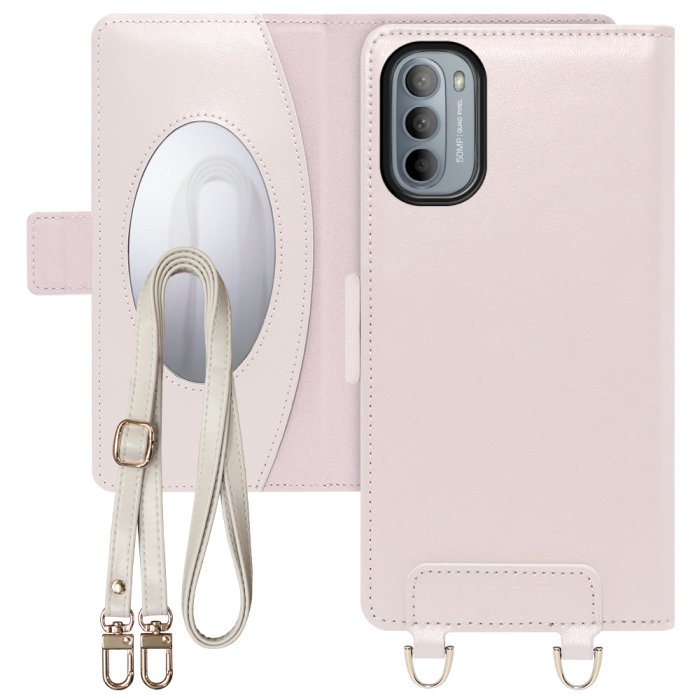 [ LOOF SWEET MIRROR Series ] moto g31 motog31 スマホケース  ショルダー付き手帳型スマホケース ミラー付き カードポケット 本革 [ moto g31 ]