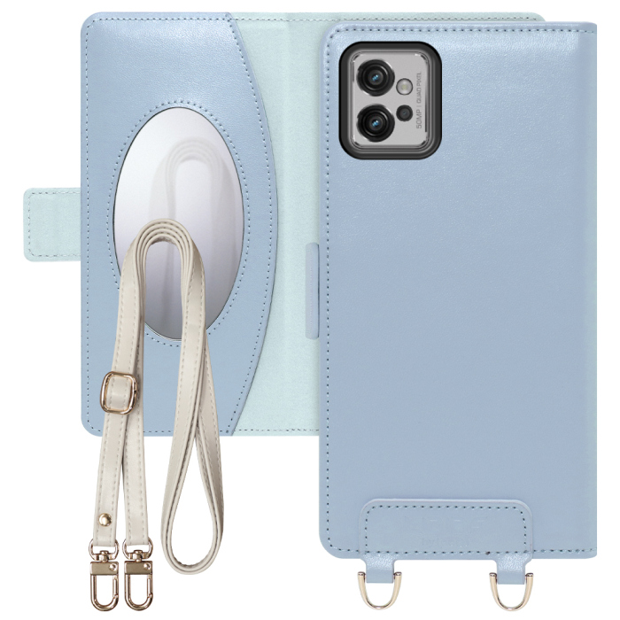 [ LOOF SWEET MIRROR Series ] moto g32 motog32 スマホケース  ショルダー付き手帳型スマホケース ミラー付き カードポケット 本革 [ moto g32 ]