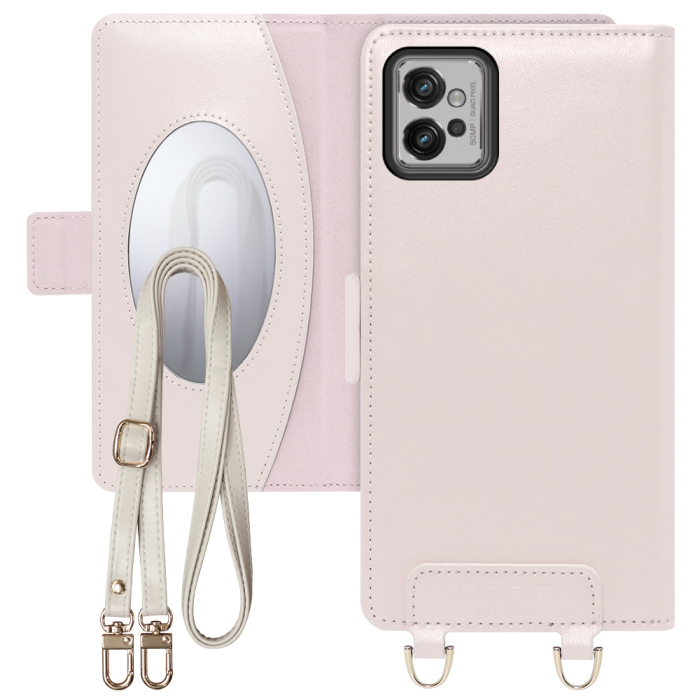 [ LOOF SWEET MIRROR Series ] moto g32 motog32 スマホケース  ショルダー付き手帳型スマホケース ミラー付き カードポケット 本革 [ moto g32 ]